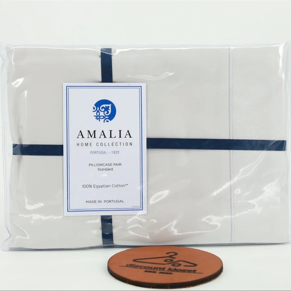 Amalia Pillowcase Pair Standard 100% Egyptian Cotton Suave Pale‎ Grey 21x32”